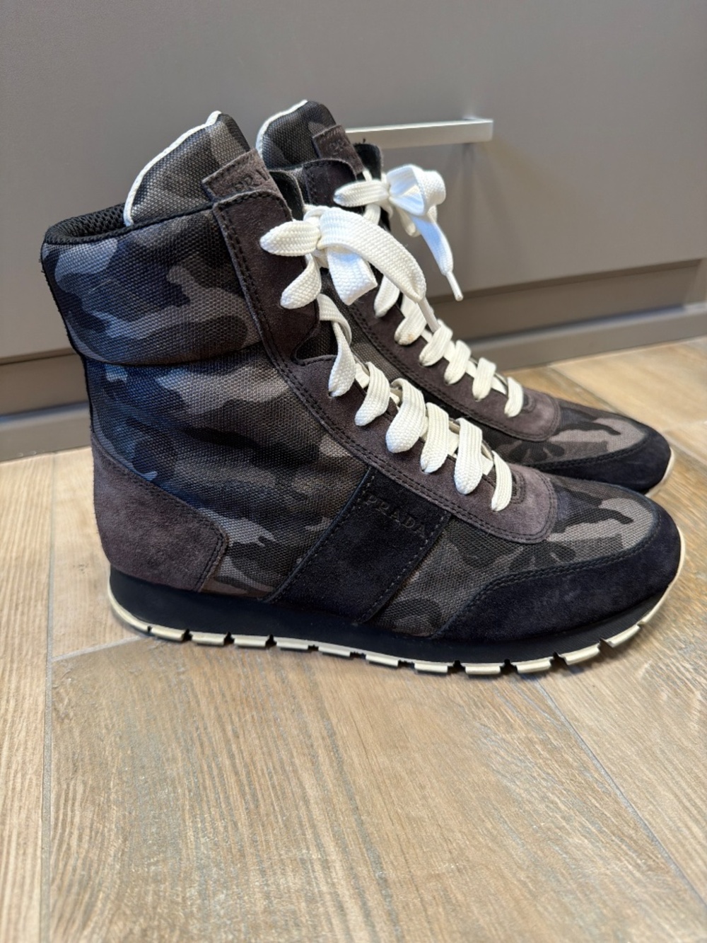 Prada camo high-top sneakers